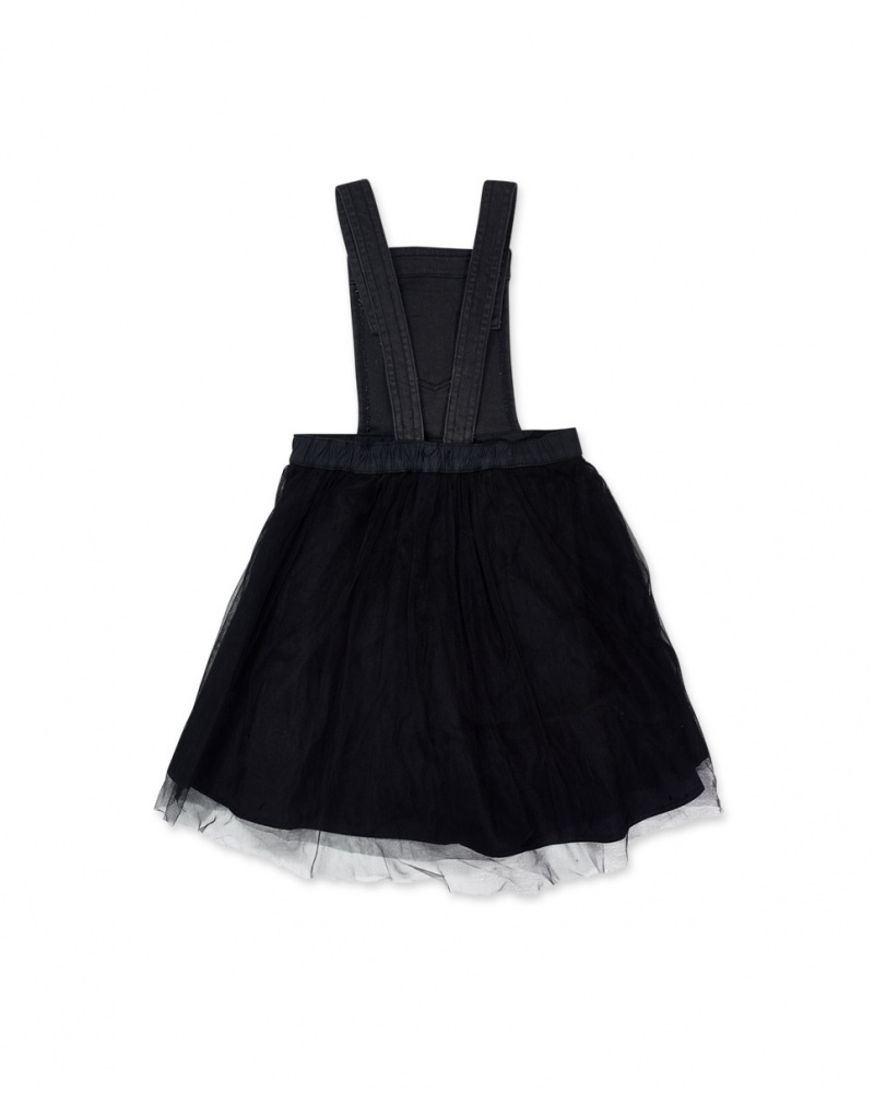 Black flat dungarees for girls Starlight collection