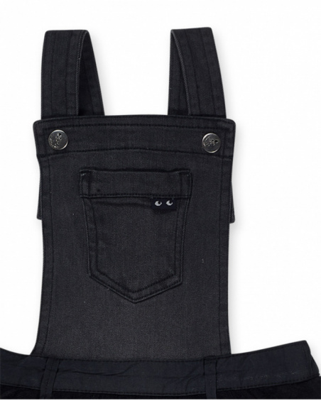 Black flat dungarees for girls Starlight collection