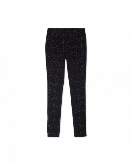 Black knit leggings for girls Starlight collection
