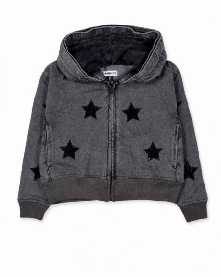 Gray knitted jacket for girls Starlight collection