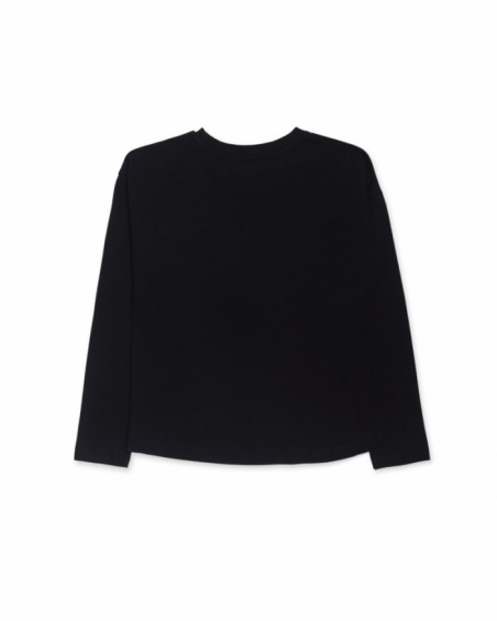 Black knit t-shirt for girls Starlight collection