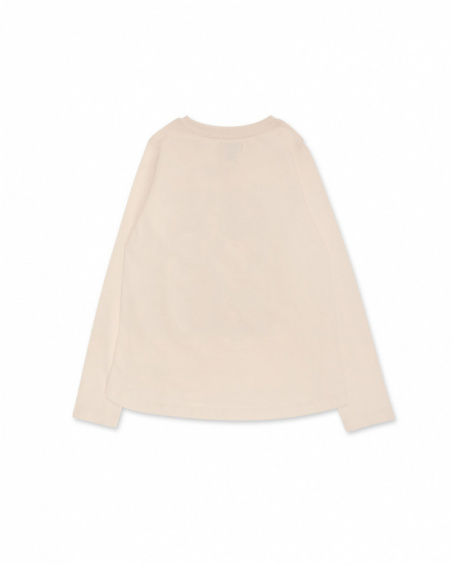 Beige knit t-shirt for girls Starlight collection