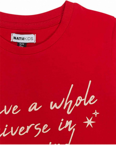 Camiseta punto roja niña Starlight