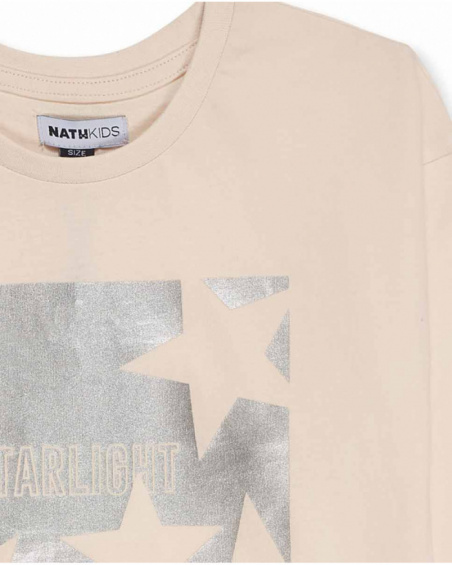 Camiseta punto beige de niña Starlight