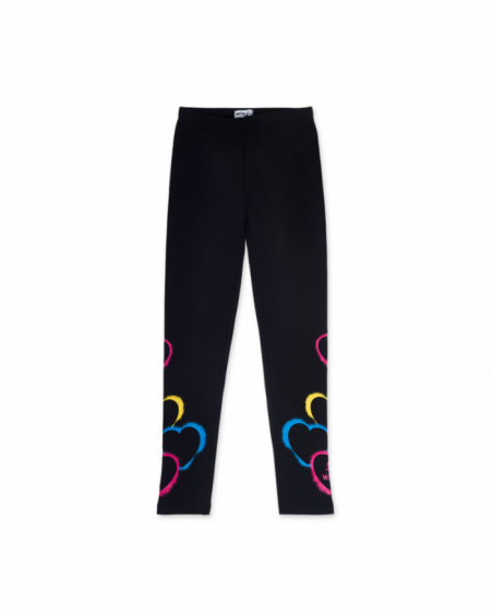 Black knit leggings for girls The Happy World collection