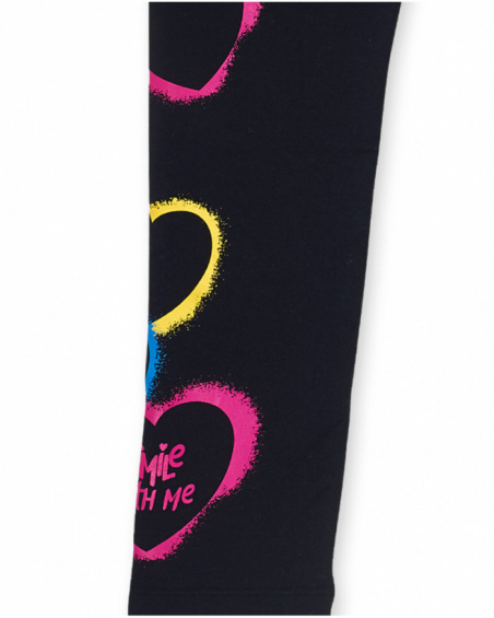 Black knit leggings for girls The Happy World collection