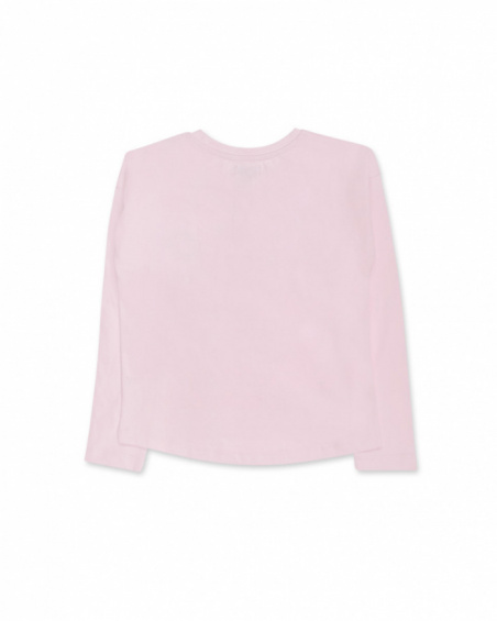 Pink knit t-shirt for girls The Happy World collection