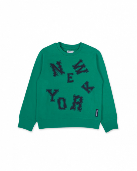 Green knit sweatshirt for boys Varsity Club collection