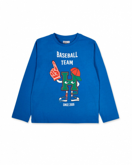 Blue knit t-shirt for boys Varsity Club collection