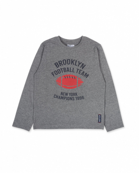 Gray knit t-shirt for boys Varsity Club collection