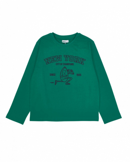 Green knit t-shirt for boys Varsity Club collection