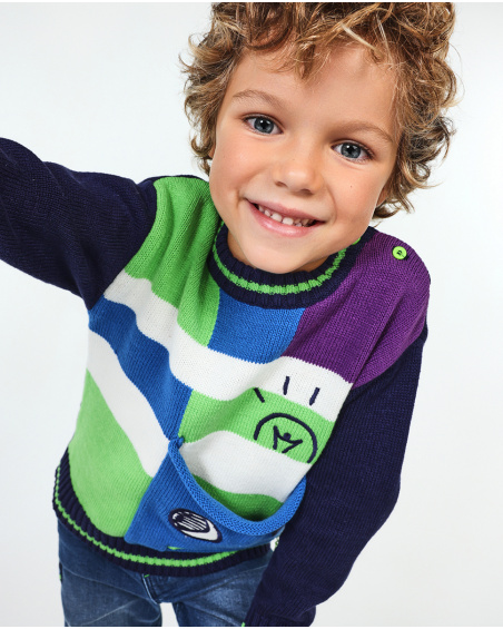 Blue knitted jumper for boy Robot Maker
