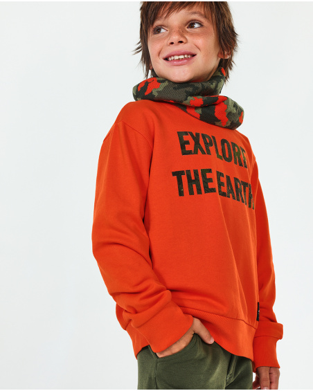 Orange knit sweatshirt for boys Try New Path collection