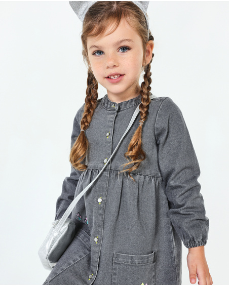 Gray denim dress for girl Cattitude