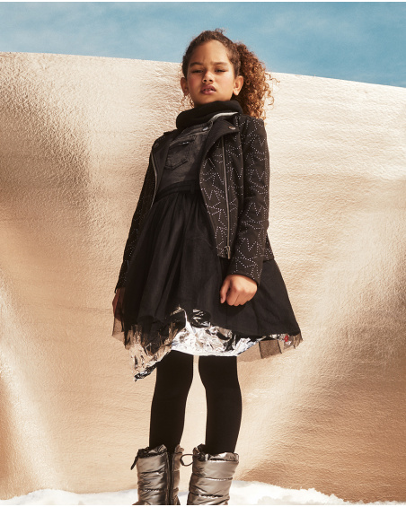 Black knit jacket for girls Starlight collection
