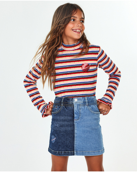 Striped knit T-shirt for girl Natural Planet
