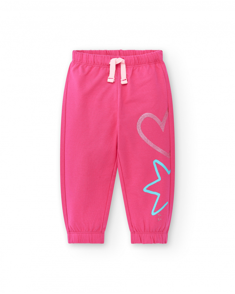 Girl's fuchsia plush pants Run Sing Jump collection