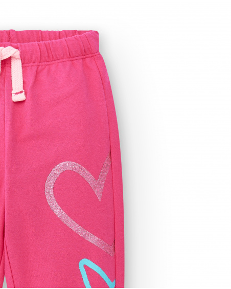 Girl's fuchsia plush pants Run Sing Jump collection