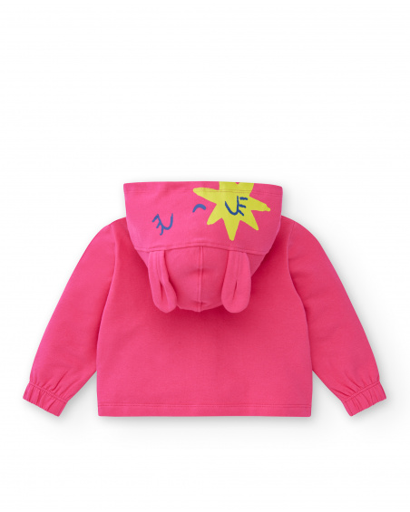 Girl's fuchsia plush sweatshirt Run Sing Jump collection