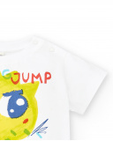 Boy's white knit t-shirt Run Sing Jump collection