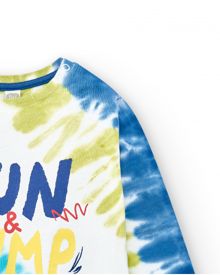 Boy's long white knit t-shirt Run Sing Jump collection