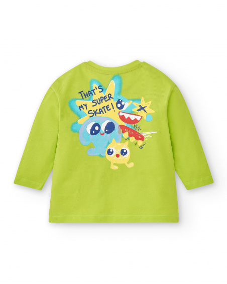 Boy's green knit t-shirt Run Sing Jump collection