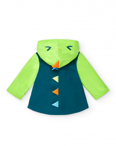 Green trench coat for boy Tropadelic collection