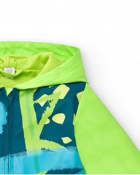 Green trench coat for boy Tropadelic collection