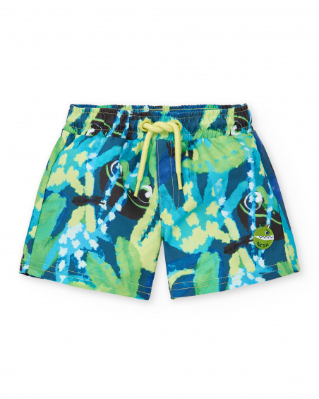 Green Bermuda shorts for boys Tropadelic collection