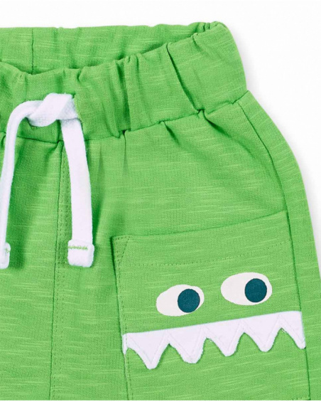 Green plush Bermuda shorts for boys Tropadelic collection