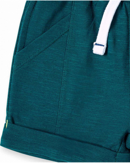 Green knitted Bermuda shorts for boys Tropadelic collection