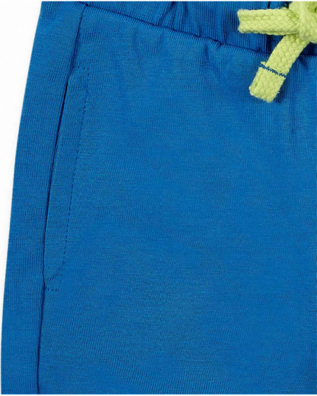 Blue knit bermuda for boy Tropadelic collection