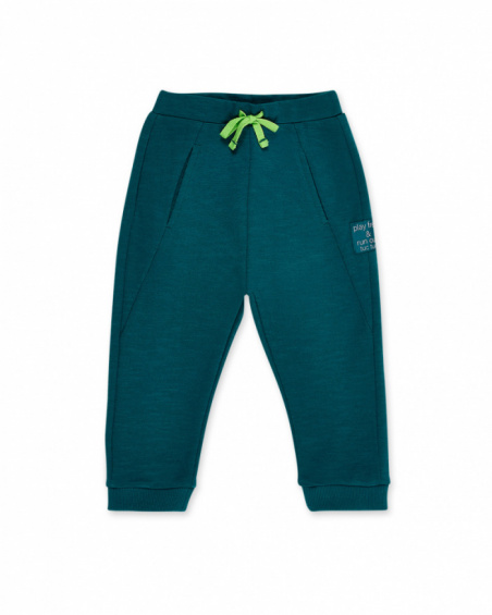 Green plush pants for boys Tropadelic collection