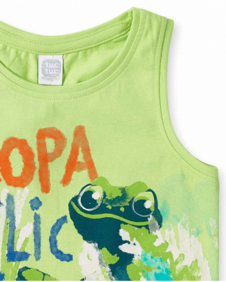 Green knit tank top for boy Tropadelic collection