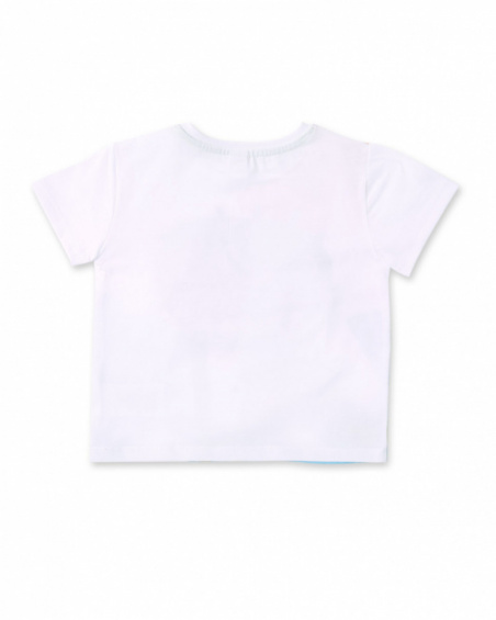 White knit appliqué t-shirt for boy Tropadelic collection