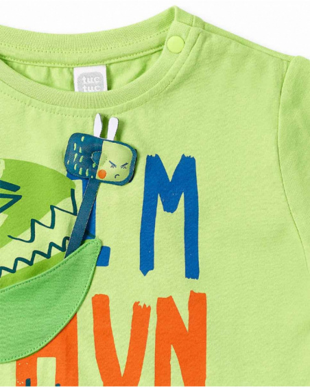 Green knit t-shirt for boy Tropadelic collection