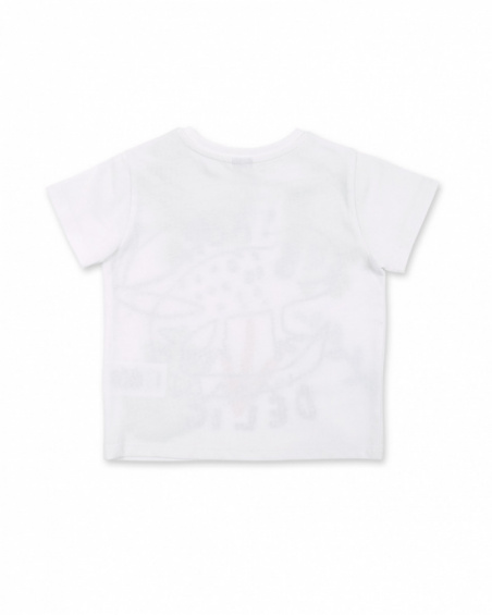 White knit t-shirt for boy Tropadelic collection