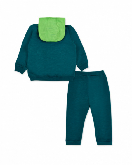 Green plush tracksuit for boys Tropadelic collection