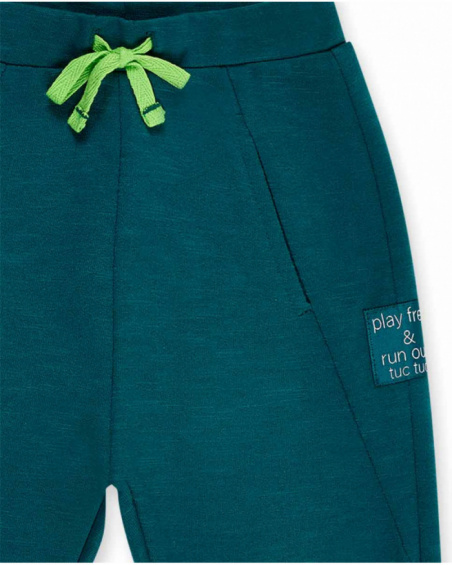 Green plush tracksuit for boys Tropadelic collection