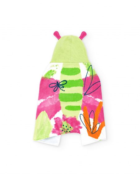 Green poncho towel for girl Tropadelic collection