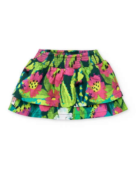 Green poplin skirt for girl Tropadelic collection