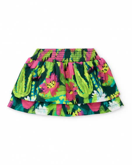 Green poplin skirt for girl Tropadelic collection