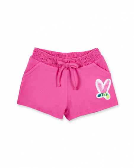 Pink knit shorts for girls Tropadelic collection