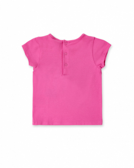 Pink knit t-shirt for girl Tropadelic collection