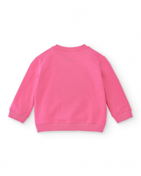 Pink plush sweatshirt for girl Tropadelic collection