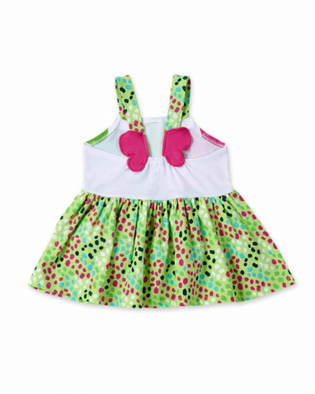 Applique green knit dress for girl Tropadelic collection