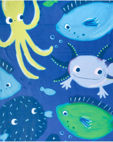 Blue microfiber towel for children Ocean Wonders collection