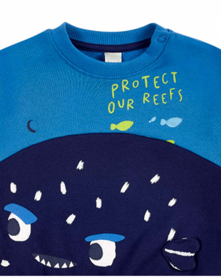 Blue plush sweatshirt for boy Ocean Wonders collection