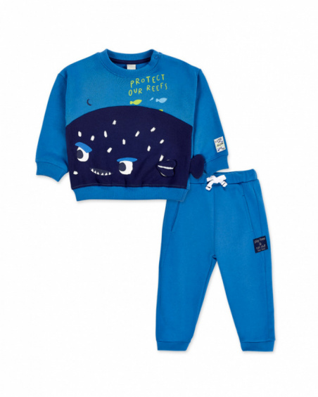 Blue plush tracksuit for boy Ocean Wonders collection