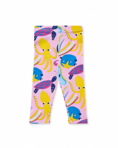 Printed lilac knit leggings for girls Ocean Wonders collection